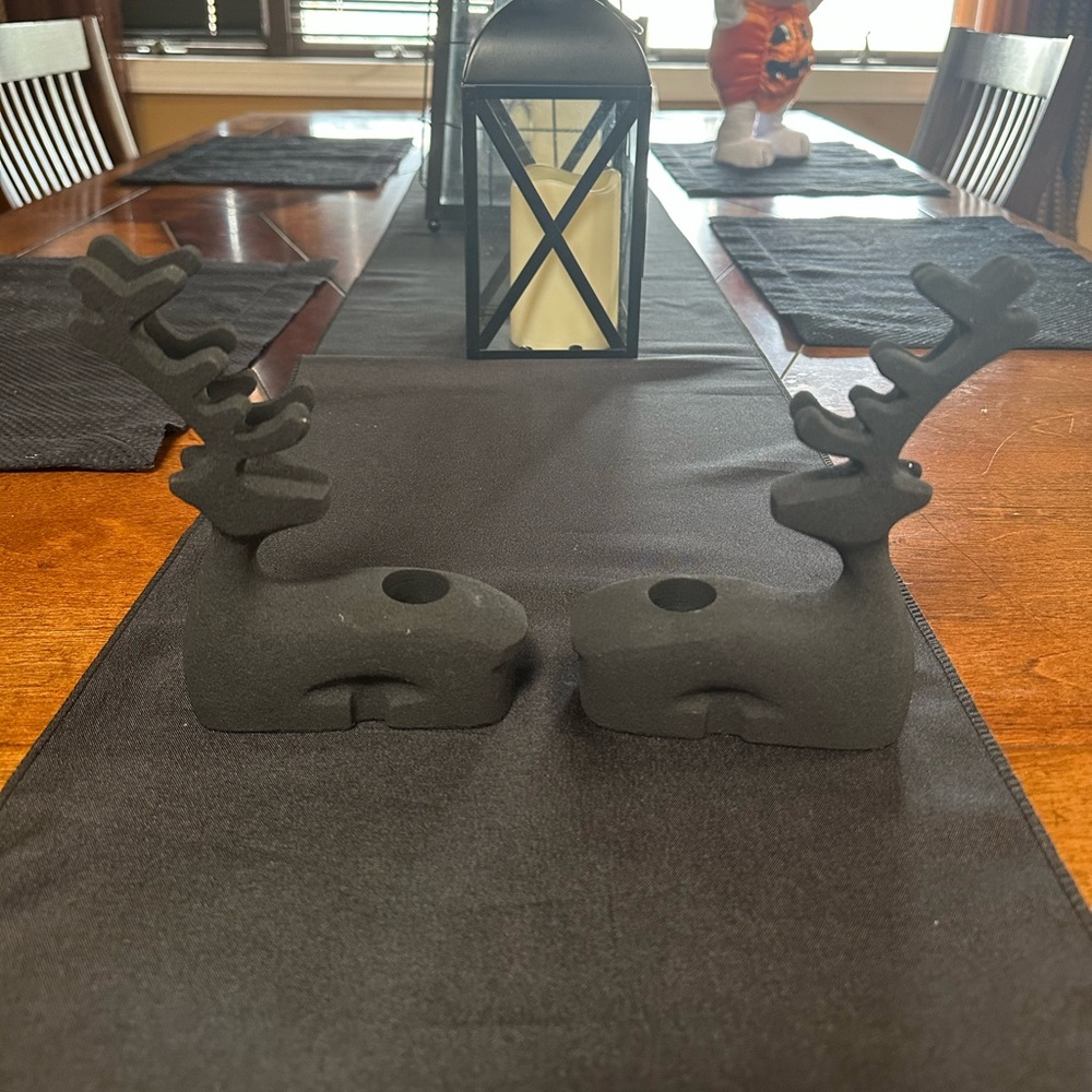 Set of 2 Crate&Barrel Reindeer Candlestick Holders